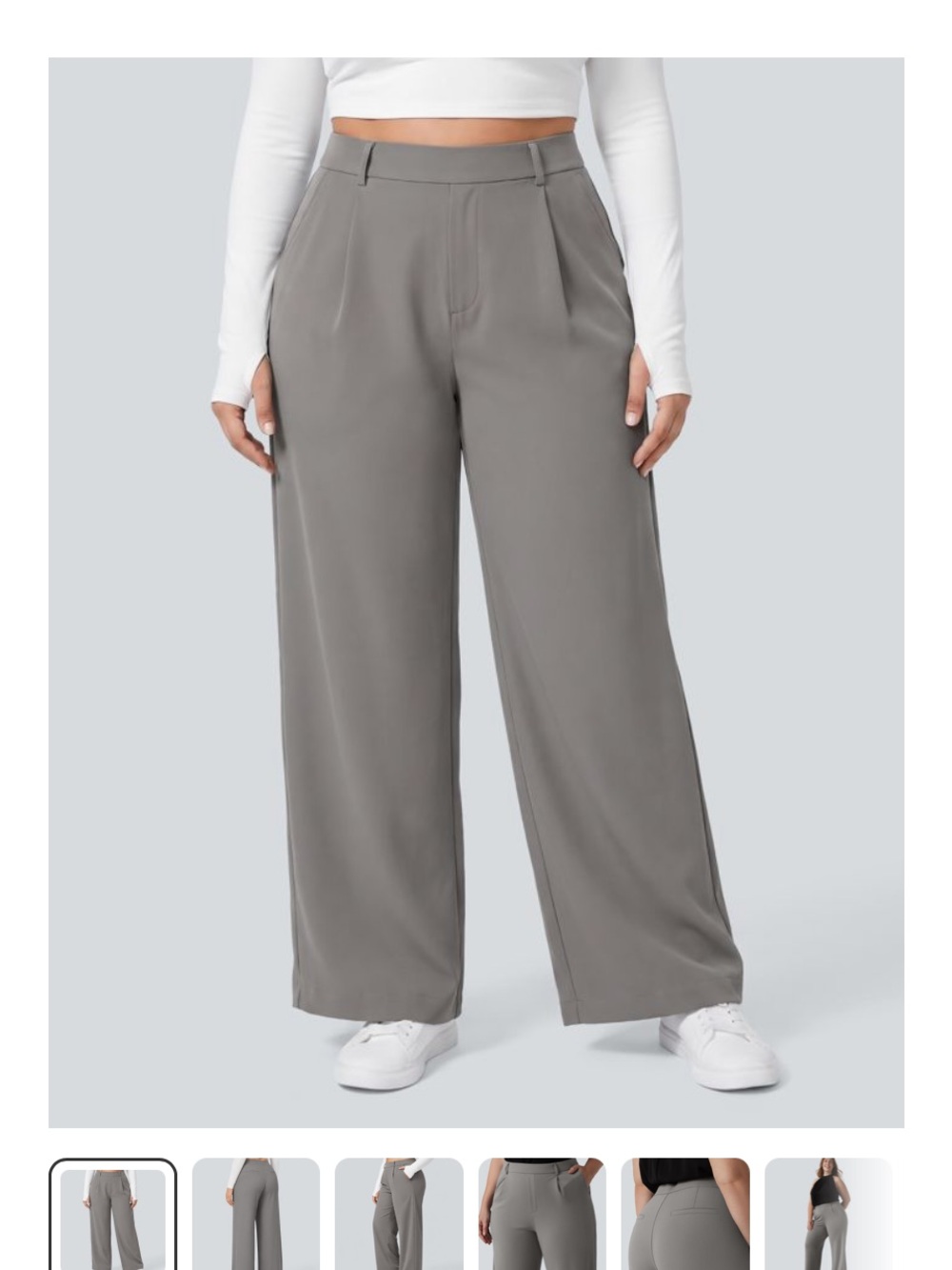HALARA Wide-Leg Pleated Trousers in Gray tag is cut item is new